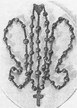 The Rosary Beads used by St. Bernadette
during the Chruch Approved Apparitions of the Blessed Virgin Mary at Lourdes, France
